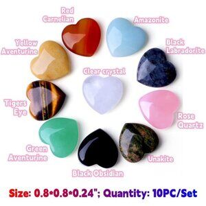 GIFT IDEA 10 PIECE Crystals Healing Stones SET Heart Shaped Rose Quartz Amethyst